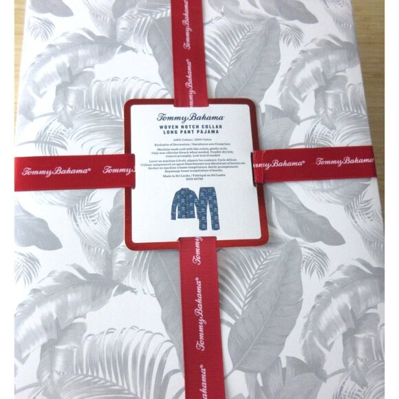 Tommy Bahama Men's Woven Notch Collar Long Pant PJ set Tropical Island Life NIB - Picture 2 of 6